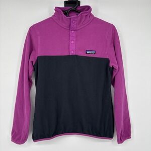 Patagonia Womens Small Purple Micro D Fleece Snap-T Pullover Jacket Color Block